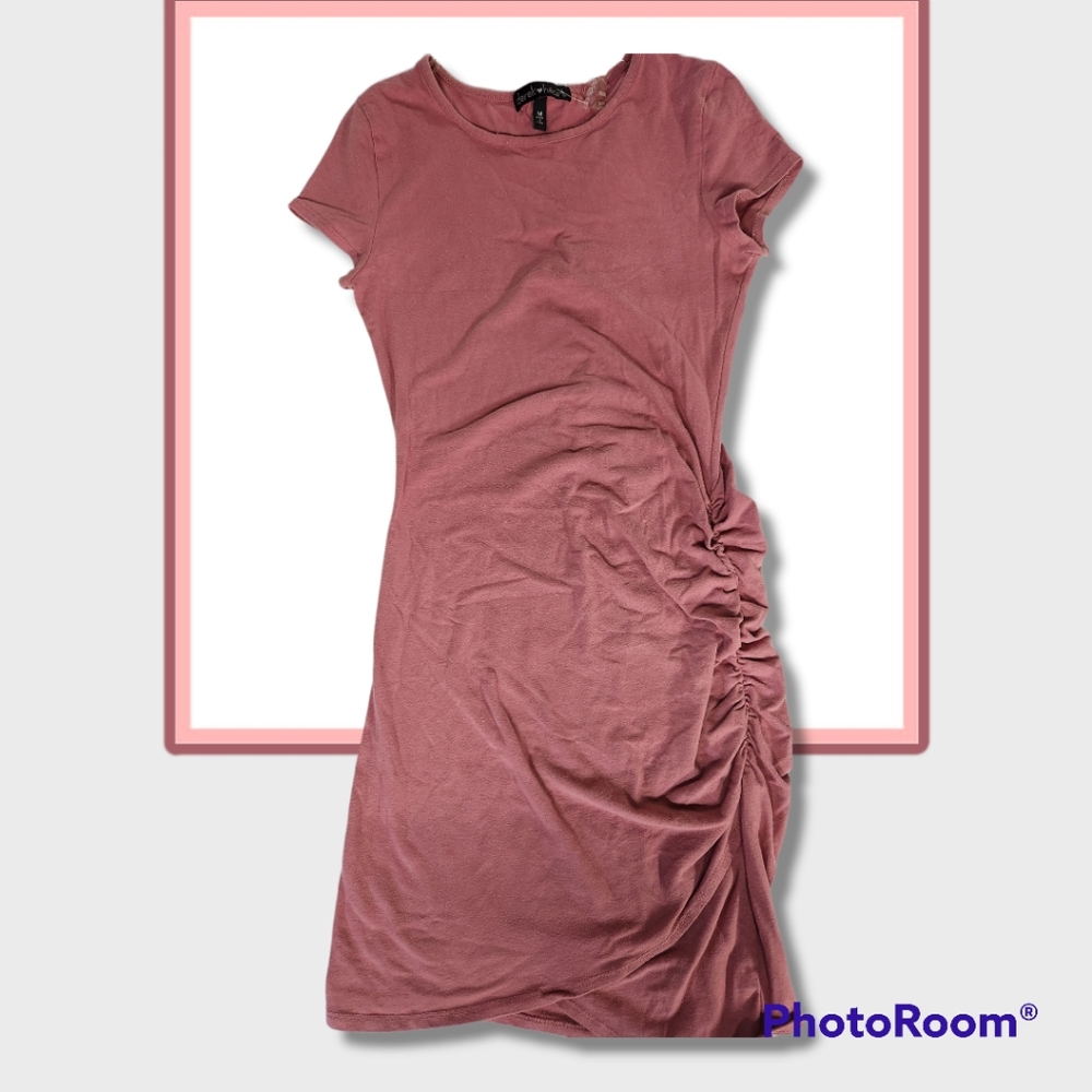 Womens Derek Heart Short Sleeve Mauve Bodycon Dress Medium